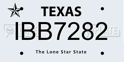 IBB7282 Texas License Plate