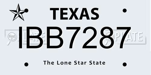IBB7287 Texas License Plate