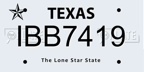IBB7419 Texas License Plate
