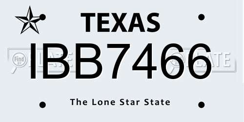 IBB7466 Texas License Plate