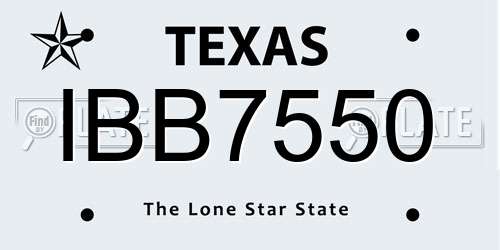 IBB7550 Texas License Plate