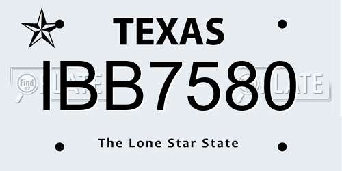 IBB7580 Texas License Plate