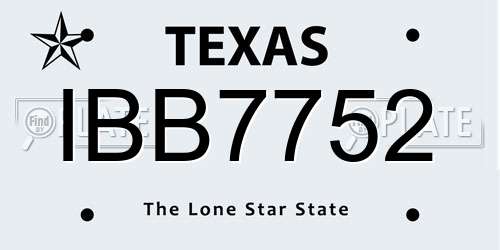 IBB7752 Texas License Plate