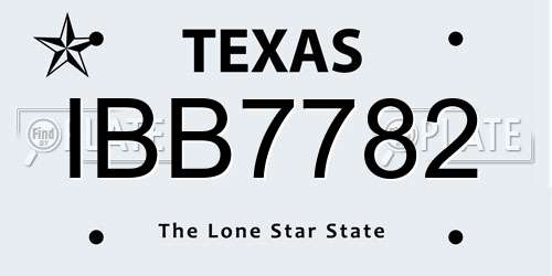 IBB7782 Texas License Plate