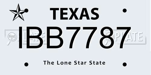 IBB7787 Texas License Plate