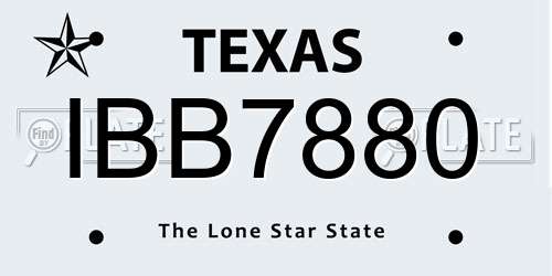 IBB7880 Texas License Plate