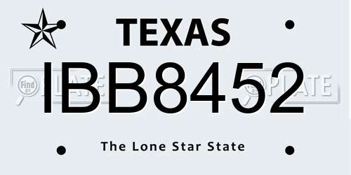 IBB8452 Texas License Plate