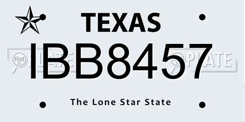 IBB8457 Texas License Plate