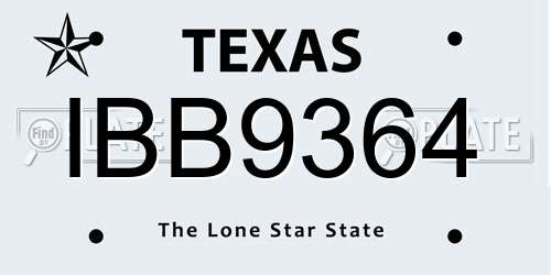 IBB9364 Texas License Plate