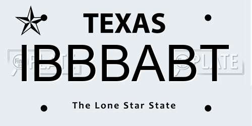 IBBBABT Texas License Plate