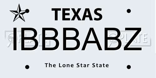 IBBBABZ Texas License Plate