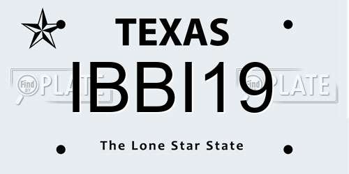 IBBI19 Texas License Plate
