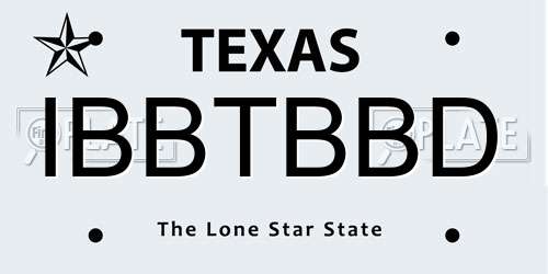 IBBTBBD Texas License Plate