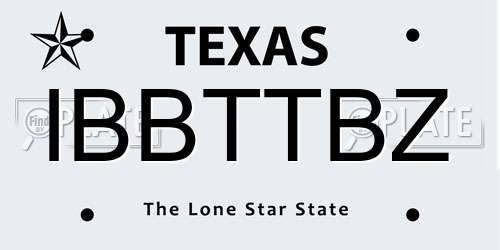 IBBTTBZ Texas License Plate