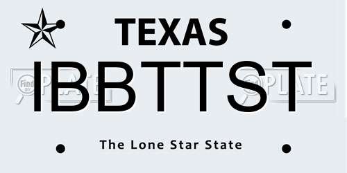 IBBTTST Texas License Plate