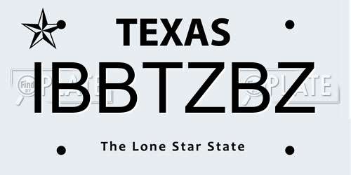 IBBTZBZ Texas License Plate