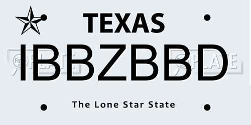 IBBZBBD Texas License Plate