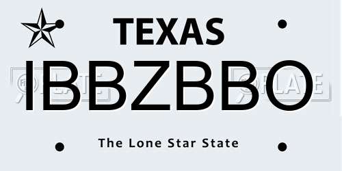 IBBZBBO Texas License Plate