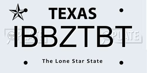 IBBZTBT Texas License Plate