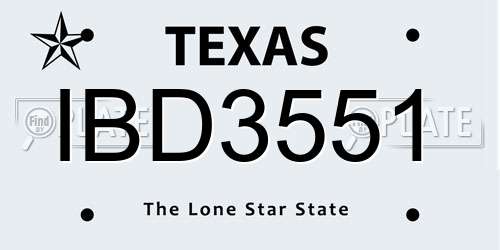 IBD3551 Texas License Plate