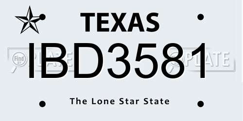 IBD3581 Texas License Plate