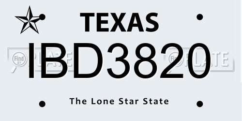 IBD3820 Texas License Plate