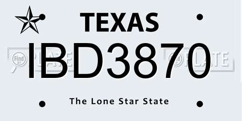IBD3870 Texas License Plate