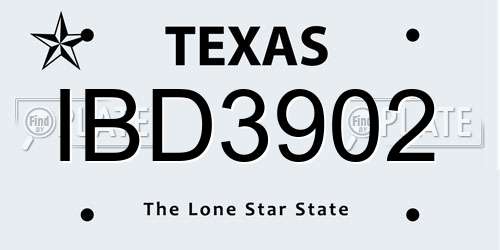 IBD3902 Texas License Plate
