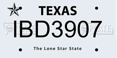 IBD3907 Texas License Plate