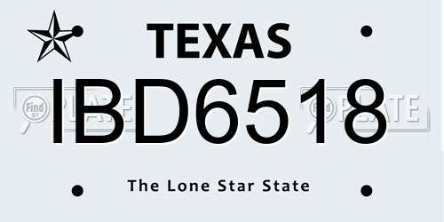 IBD6518 Texas License Plate