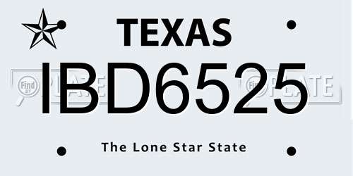 IBD6525 Texas License Plate