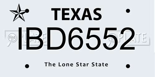 IBD6552 Texas License Plate