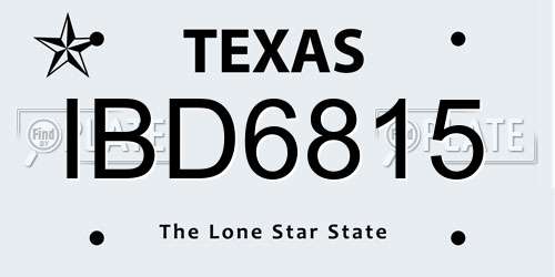 IBD6815 Texas License Plate