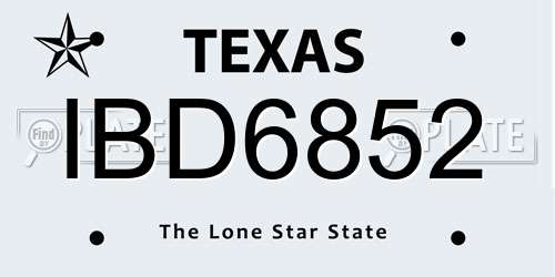 IBD6852 Texas License Plate
