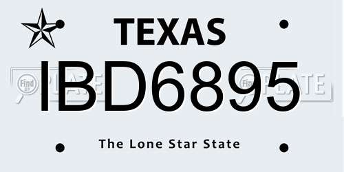IBD6895 Texas License Plate