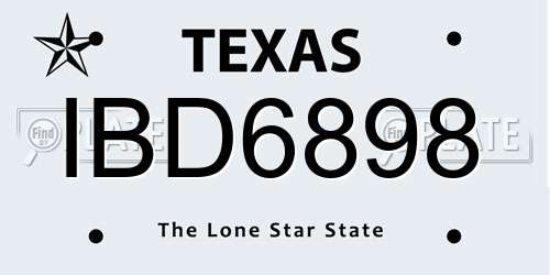 IBD6898 Texas License Plate