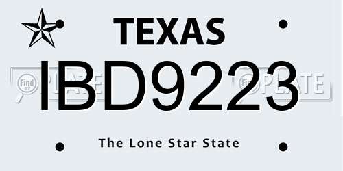 IBD9223 Texas License Plate