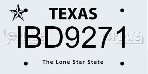 IBD9271 Texas License Plate