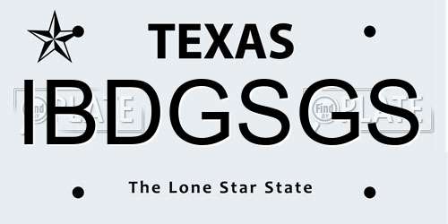 IBDGSGS Texas License Plate