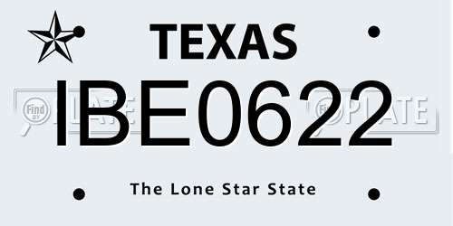 IBE0622 Texas License Plate