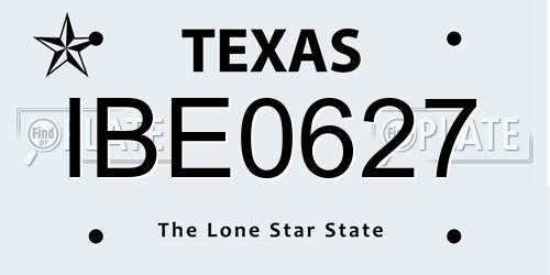 IBE0627 Texas License Plate