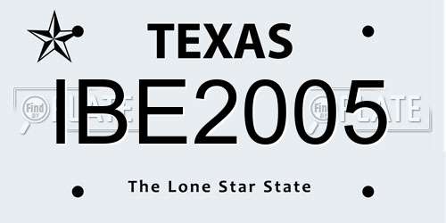 IBE2005 Texas License Plate