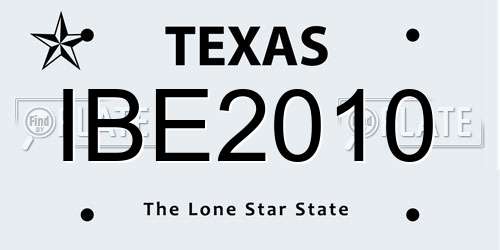 IBE2010 Texas License Plate