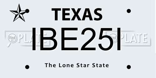 IBE25I Texas License Plate