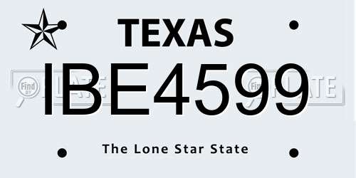 IBE4599 Texas License Plate