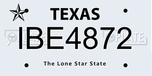 IBE4872 Texas License Plate