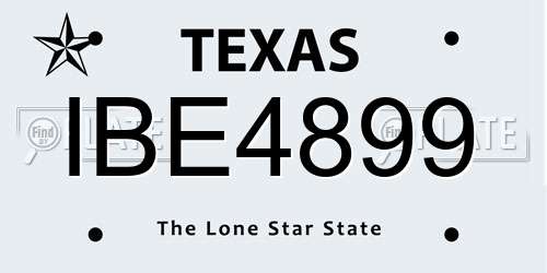 IBE4899 Texas License Plate