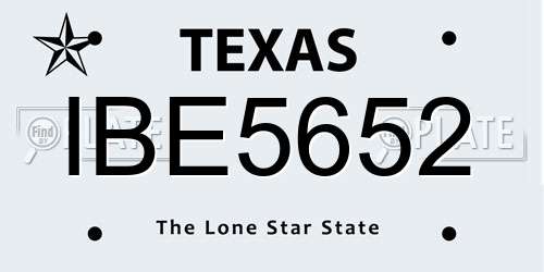 IBE5652 Texas License Plate