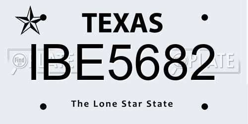 IBE5682 Texas License Plate