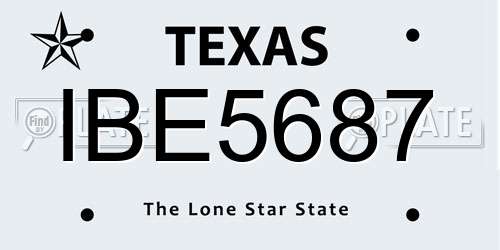 IBE5687 Texas License Plate